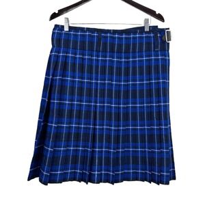 Scottish Design Tartans Kilt Blue Black Pleated Leather Adjustable Plaid 35x23